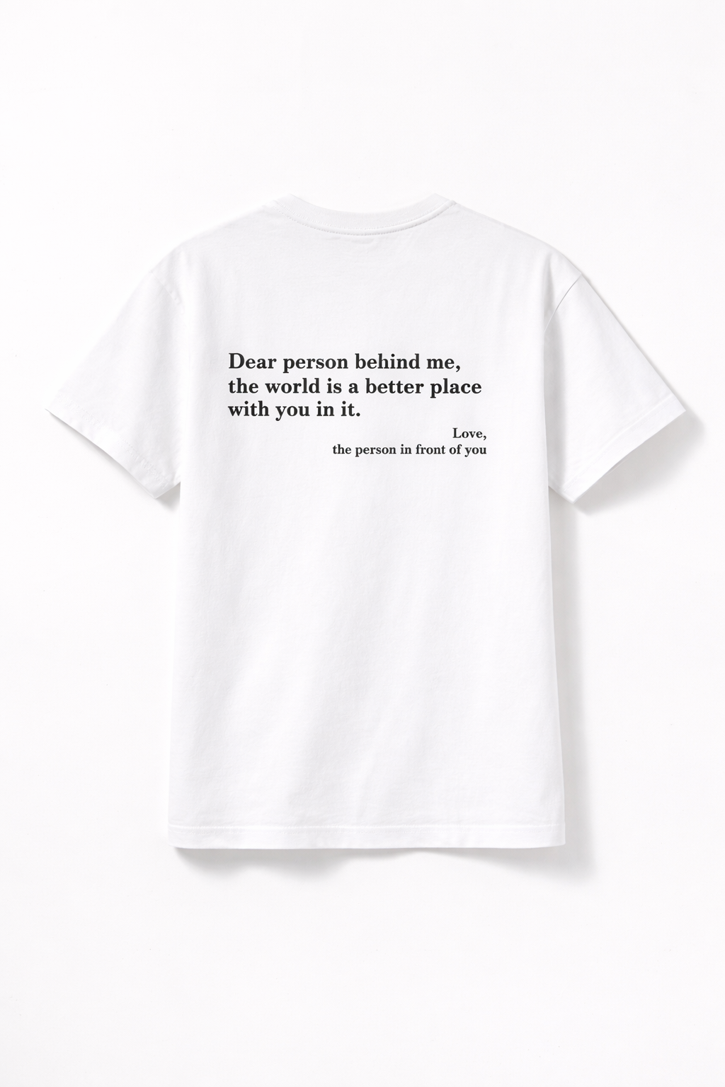 white t-shirt printed with custom paragraph text using PrintyPocket portable inkjet printer