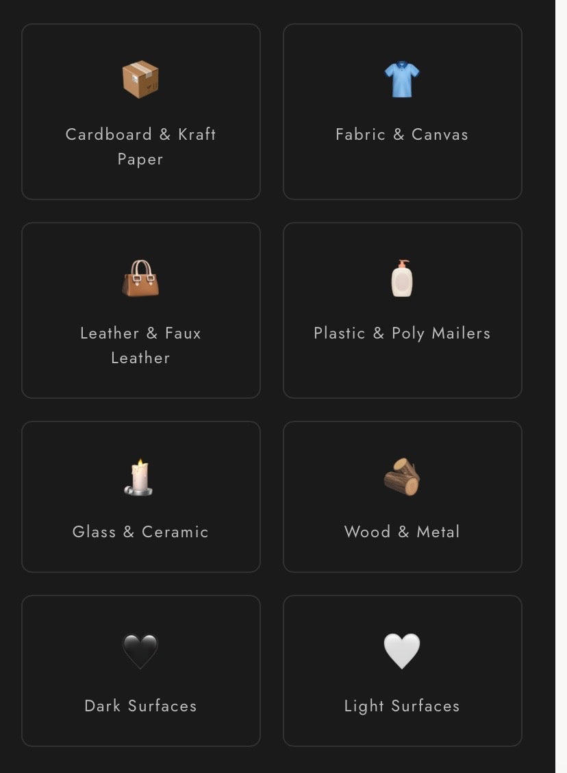 Grid of material icons with labels on a dark background